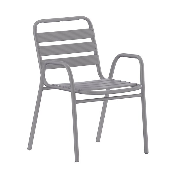 Flash Furniture Commercial Silver Restaurant Stack Chair with Arms TLH-018C-GG - main